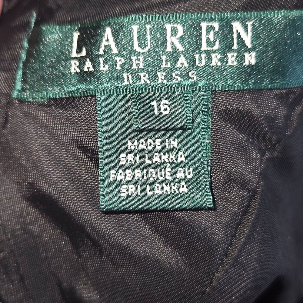 Lauren Ralph Lauren Sleeveless Fit & Flare Dress Size 16 Black White Preppy - Picture 8 of 9